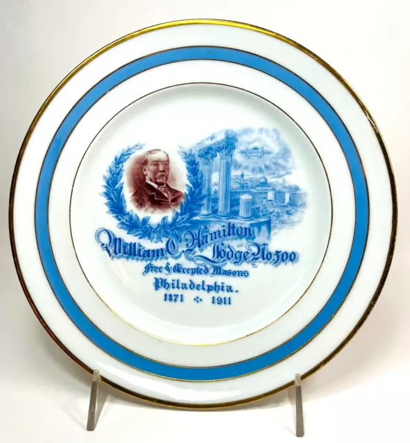 Masons Lodge No.500  Porcelain Plate 1871 to 1911 William Hamilton Philadelphia