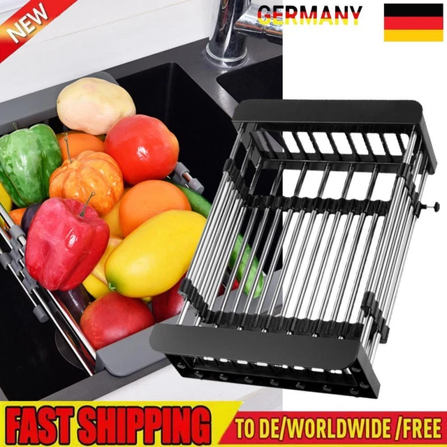 Merrwon Erweiterbares Abtropfgestell, Verstellbarer Geschirrkorb, Rostfrei 304 E