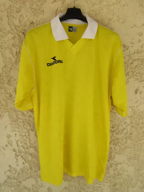 Maillot football DIADORA vintage jaune maglia calcio shirt trikot jersey XL