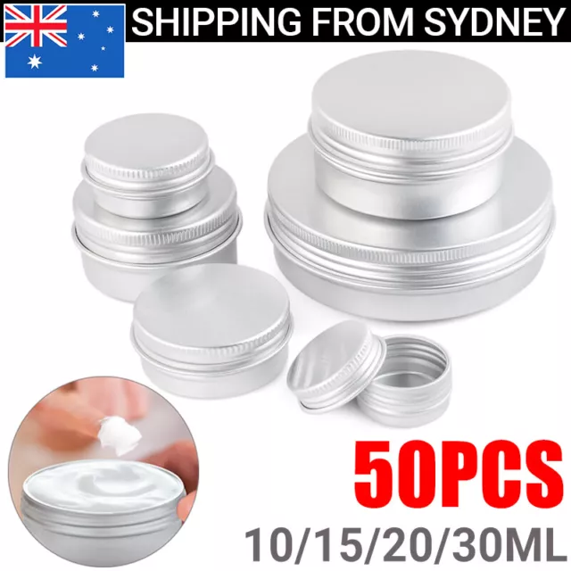 50X 10-30ml  Aluminium Empty Cosmetic Pot Lip Balm Jar Tin Container Silver Box