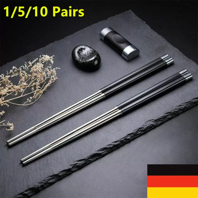 Chinesische Japanische  Essstäbchen Asia Lang Stäbchen Chopsticks aus Edelstahl 2