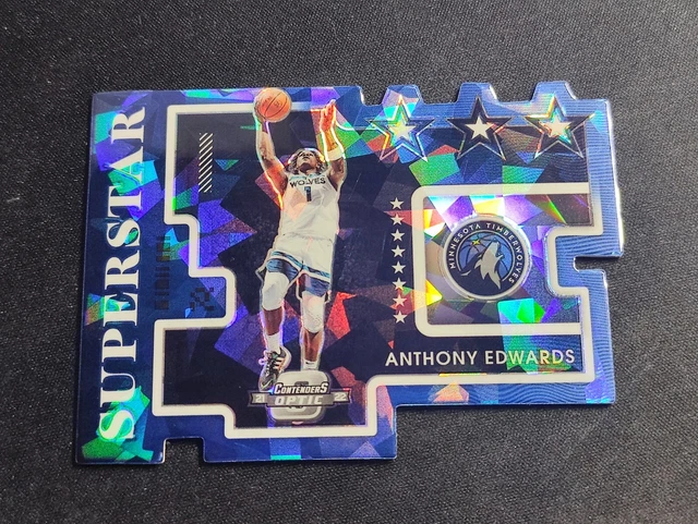 Anthony Edwards 2021-22 Panini Contenders Optic Super Star Blue Cracked Ice /75