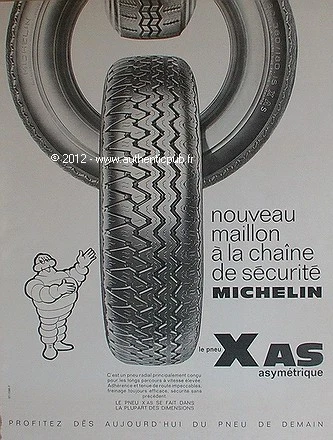 Publicite Pneu Michelin X As Asymetrique Bibendum De 1967 French Ad Pub