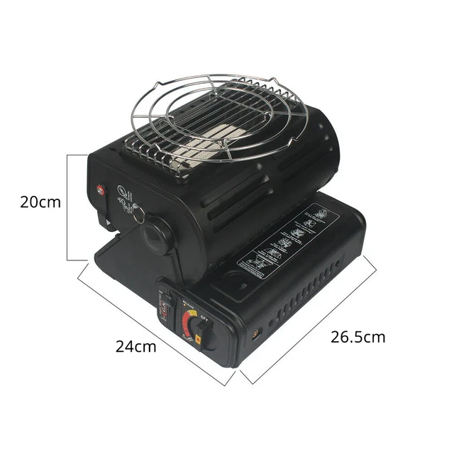 2in1 Tragbare Gasheizung Camping Butan Gas Kocher Keramik 1.3KW Dual-Zweck Herd 3