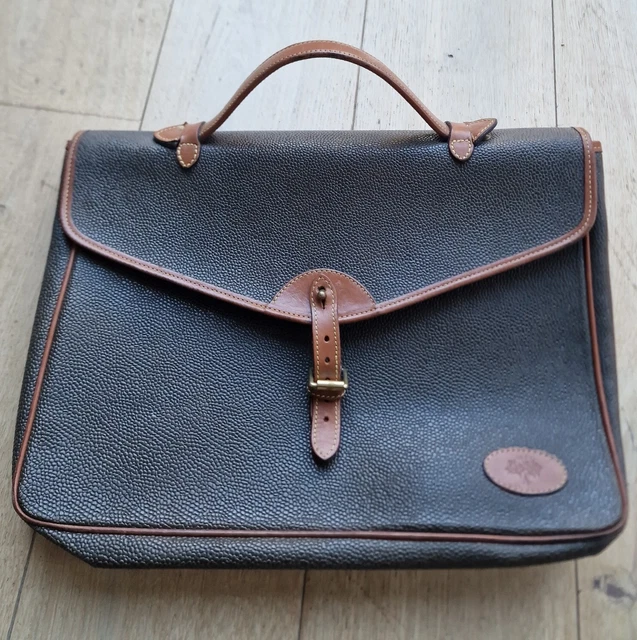 MULBERRY LADIES SCOTCHGRAIN mole classic leather briefcase with