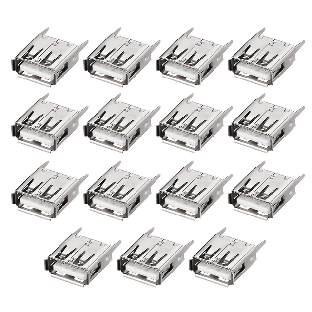 Circuito connettore USB A Jack femmina verticali inserire bordo incurvato 15pz