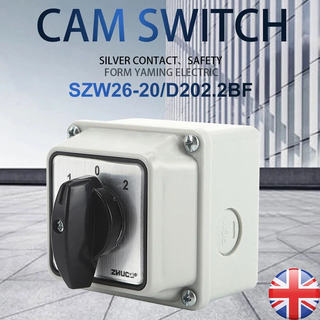 UI 660V ITH 20A 3 Position 8 Terminal Rotary Cam Changeover Switch