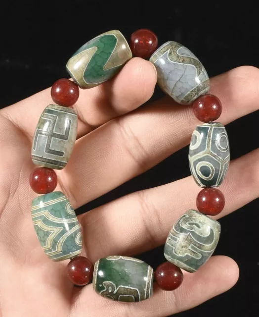 Tibet Natürlicher Achat Dzi Perlen Augen Symbol Exorzismus Armband Kette Armband