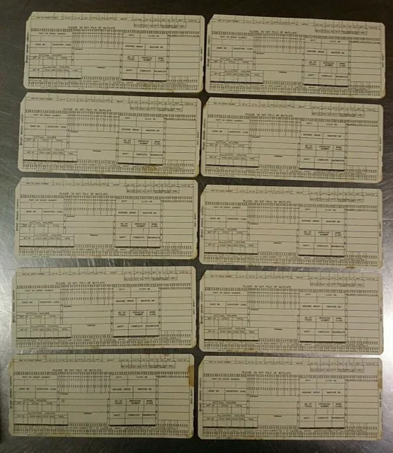 Lot of 10 Bryant Grinder Co Springfield Vermont IBM 360 Labor Punch Cards c.1965