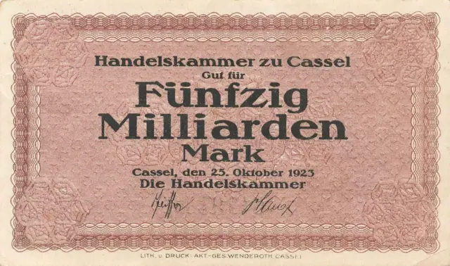 Cassel  -  Handelskammer  -  50  Milliarden Mark   (2669)