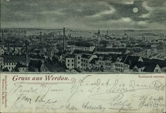 Mondschein Litho Werdau in Sachsen, Gesamtansicht - 3618279