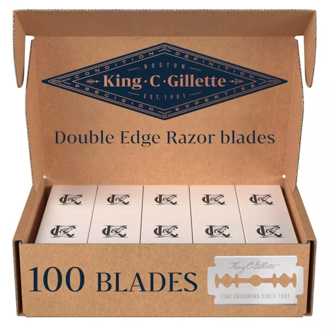 Hojas de afeitar de seguridad de doble filo King C Gillette 2 paquetes de 10 (20 quilates en total)