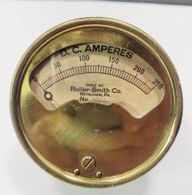Roller Smith DC Amperes Meter USA Untested Steampunk Style Brass