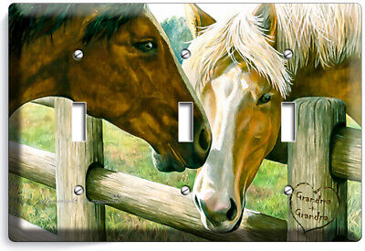 American Country Farm Love Horses Kissing 3 Gang Light Switch Wall Plates Decor