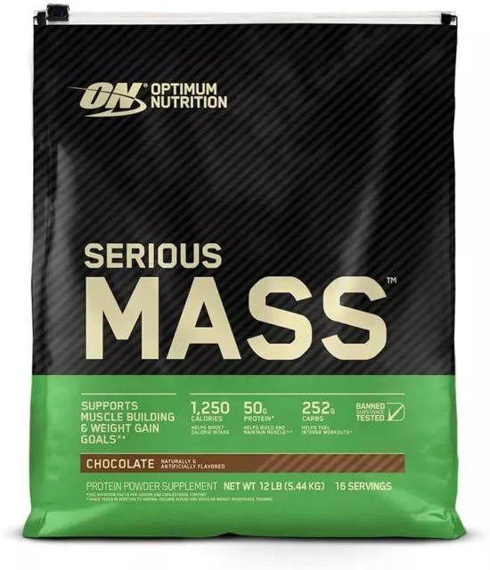 Optimum Nutrition Serious Mass Weight Gainer 12 lbs (5.44 kg)  4 Flavours