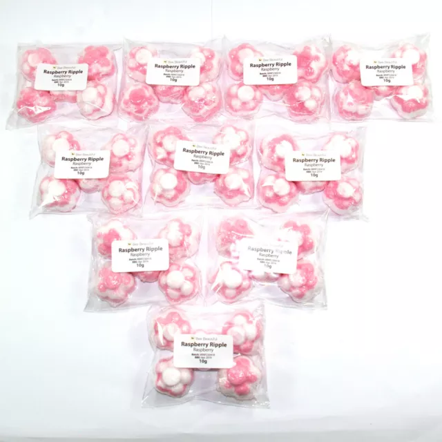 Bath Bombs 100 x Mini Flower 10g Raspberry Handmade by Bee Beautiful