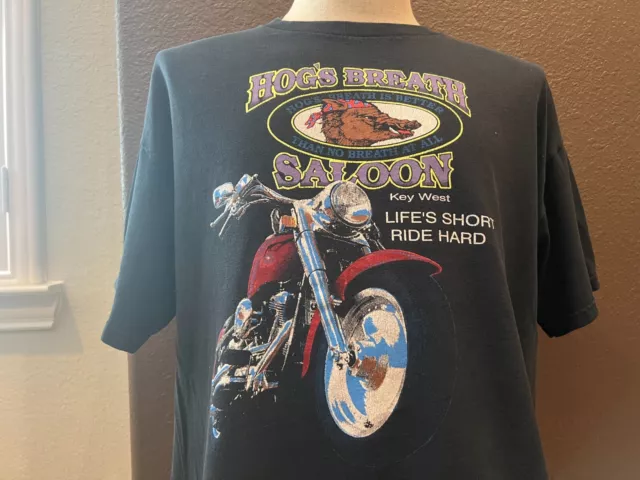 Vintage 90's Hog's Breath Saloon Key West, FL Black T-shirt size XL
