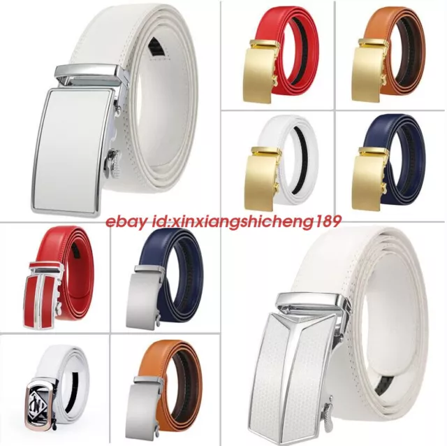 Mens womens Real Leather Belt Ratchet Belts Automatic Buckle Belts Strap Belts