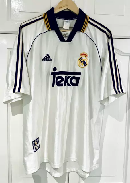Real Madrid, Vintage Home football shirt 1999-2000 Adidas Large Champions League