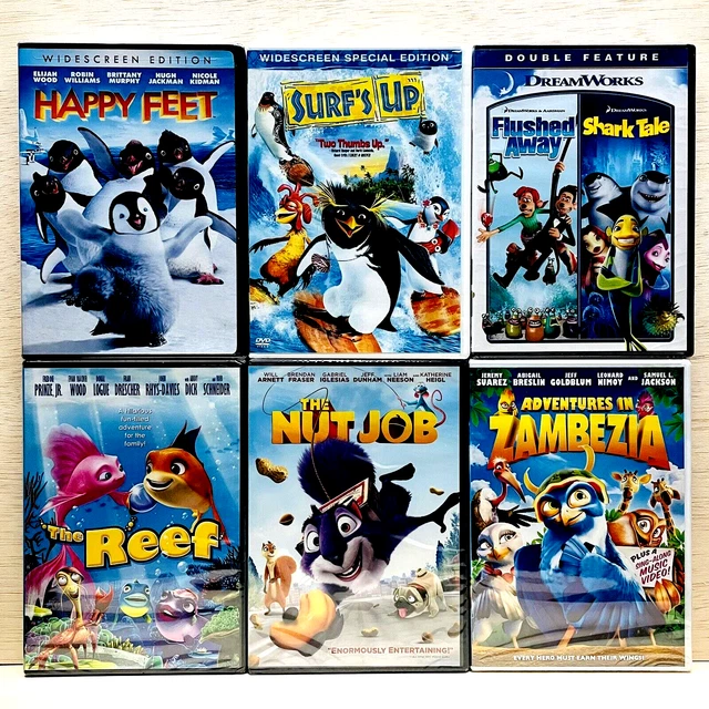 HAPPY FEET, SURF'S Up, Flushed Away, Shark Tale, The Reef, Nut Job