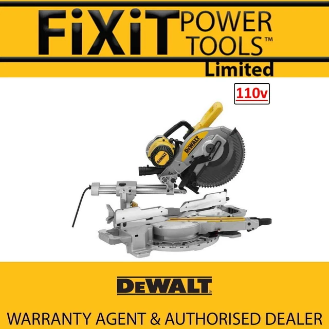 DEWALT DWS727 DOUBLE Bevel Sliding Mitre Saw with XPS 250mm 110V RW £ ...