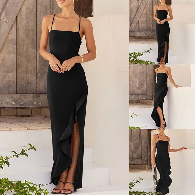 Robe De Soirée Longue En Dentelle Et Mousseline - Élégante Pour Mariage, Cocktail - Dos Nœud Ceinture
