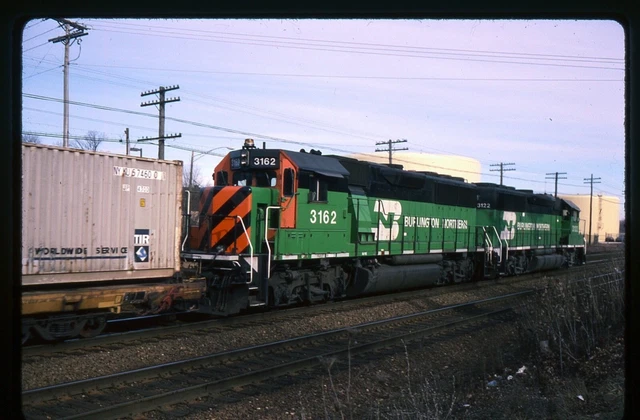 Railroad Slide - Burlington Northern #3162 Locomotive 1990 Westmont IL Train
