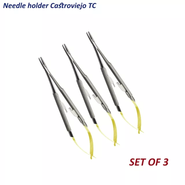 Set 3 Castroviejo Needle Drivers Microsurgical Forceps With Carbide Tip