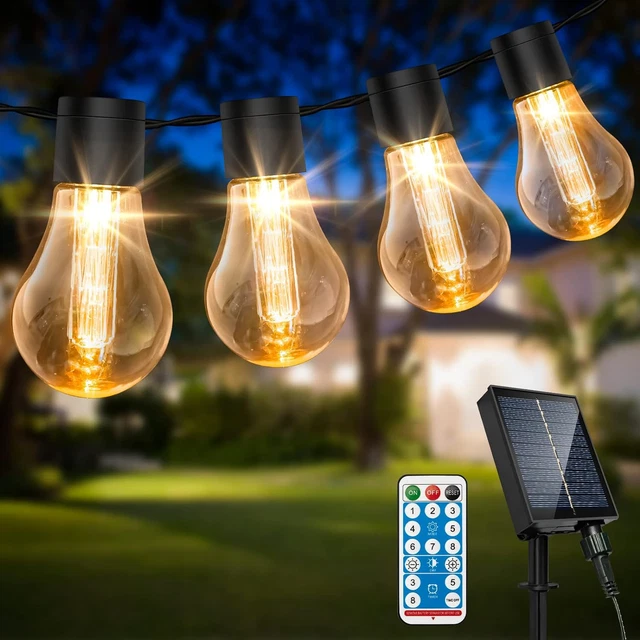 Solar Festoon Lights Outdoor, 29.5Ft Remote Control Solar String