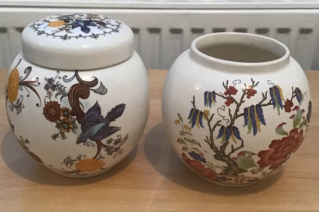 Sadler Made in England Ingwergläser x 2 blaue Vögel & orientalische