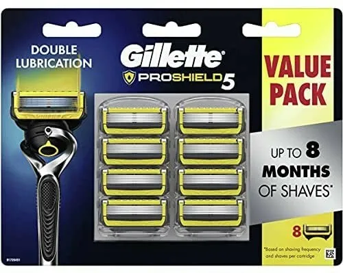Gillette Proshield 5 Blades Pack of 8 Cartridges