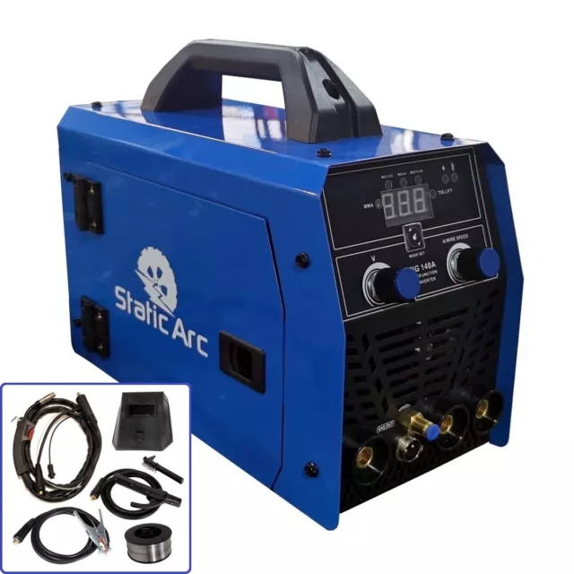 MIG 140A INVERTER WELDER 3in1 MMA TIG GAS GASLESS ARC WELDING MACHINE KIT