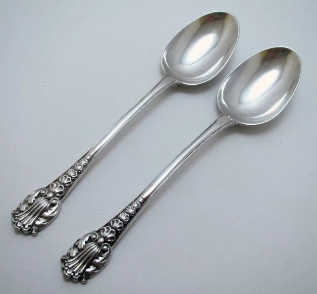 Pair of Unusual Victorian Coburg Variant Sterling Silver Heavy Gauge Tea Spoons 2