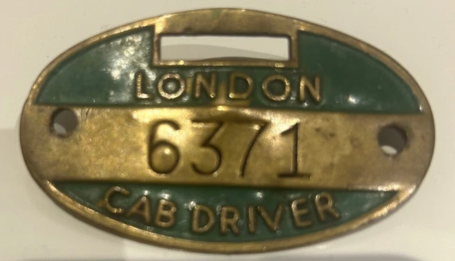 London Cab Driver Badge Brass Green Enamel low number London Cab Driver Badge Brass Green Enamel low number