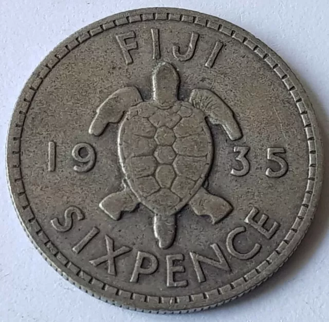 Fiji 1935 Sixpence Scarce Silver Coin