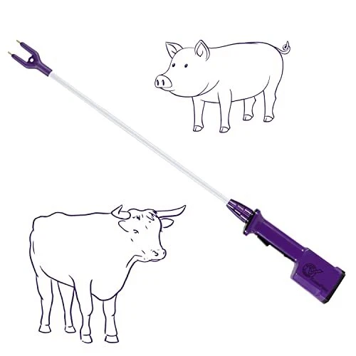 Purple Rechargeable Livestock Prod Waterproof Cattle prod with 28" Flexible S...