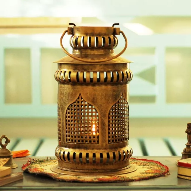 Handcrafted Decorative Iron Jaisalmer Mehrab Art Burni Lantern with Diya