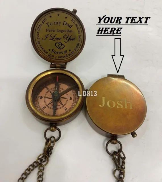 Antique Pocket Engraved Handmade 2" Compass Best for Dad/Father's Birthday Gif