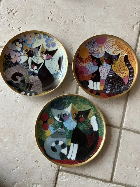 Lot De 6 Assiettes à Dessert - Thème Chats - Porcelaine Multicolore - Style Moderne - Neuf