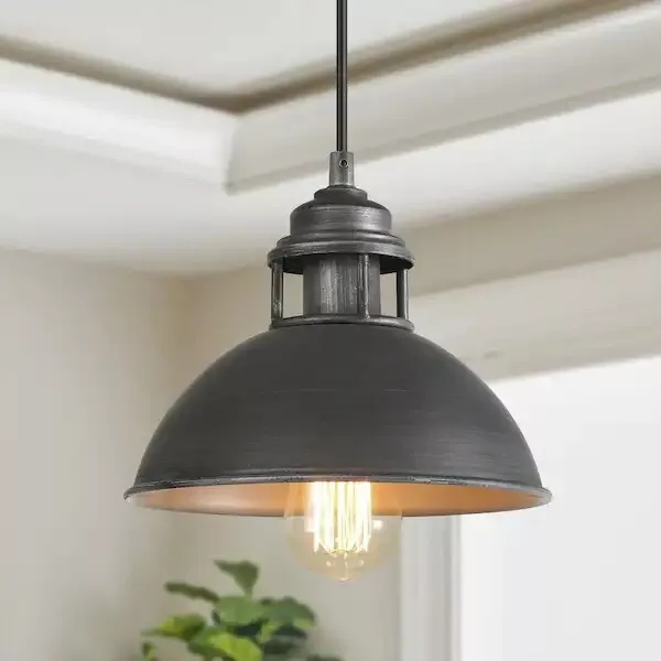 1-Light Industrial Farmhouse Barn Light Modern Dark Gray Pendant Ceiling Light