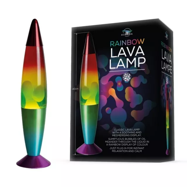 Rainbow Lava Lamp 16” 40cm Soothing Peaceful Motion Wax Liquid Relaxation Light