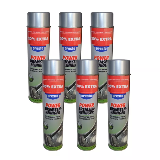 6 x 600 ml Presto Power nettoyant pour freins en spray dégraissant en spray a*