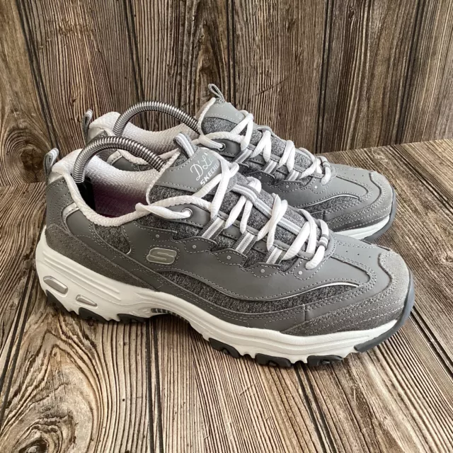 Skechers Shoes Womens Size 10 W DLites Athletic Low Sneakers 11936W Gray Leather