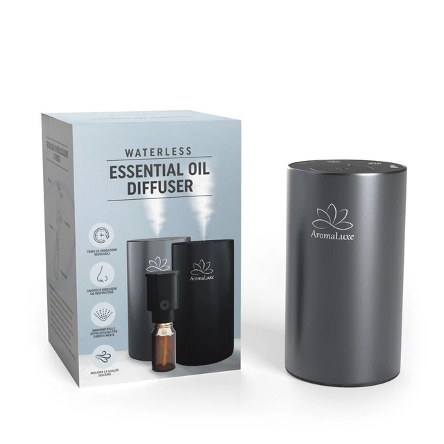 Diffusore Senz'acqua Per Oli Essenziali Portatile A Batteria – Timer E 3 Livelli Nebbia