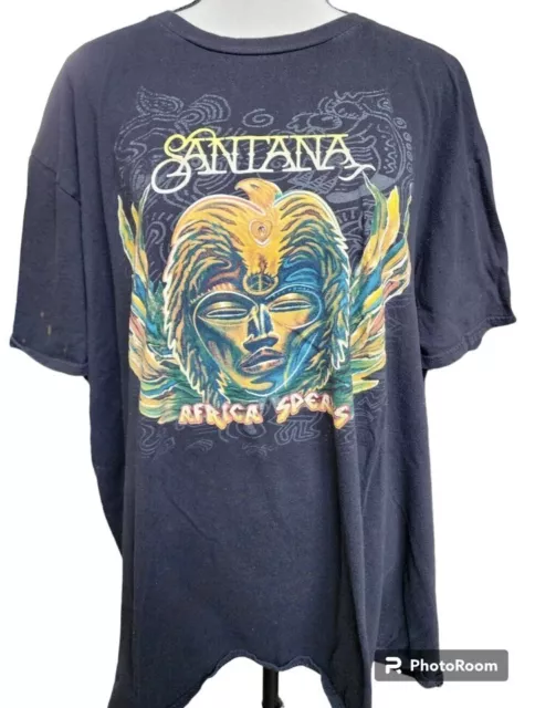 Santana AFRICA SPEAKS 2019 Black Band T-shirt Size 2X Rock Music