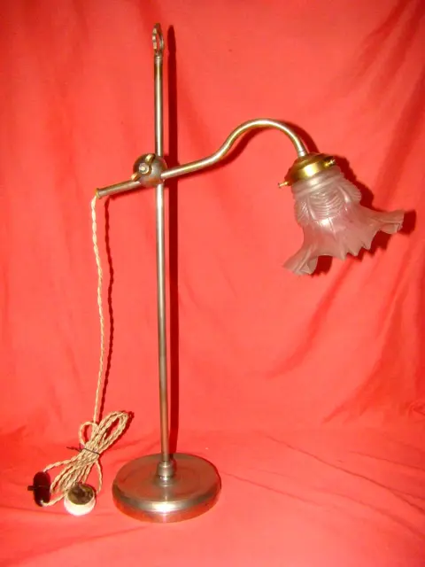 lampe de bureau en laiton nickelé de marque "Le Succés" époque début 20ème