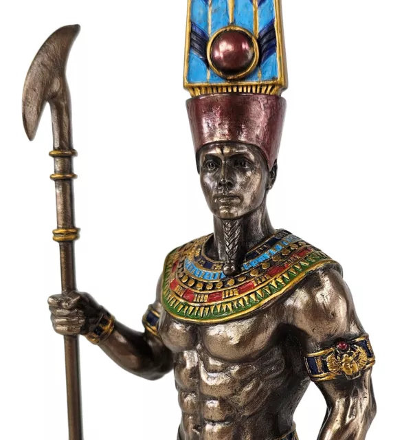 10 1/4" Egyptian Mythology King of Gods Amun Holding Scepter Statue Bronze Color