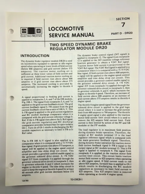 Two Speed Dynamic Brake Regulator Locomotive Service Manual SD402 1983 EMD AA243