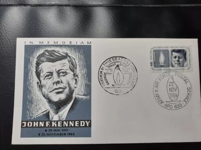 Gedenkkarte / Gedenkfeier  in Memoriam John. F. Kennedy , Stempel Air Force Post