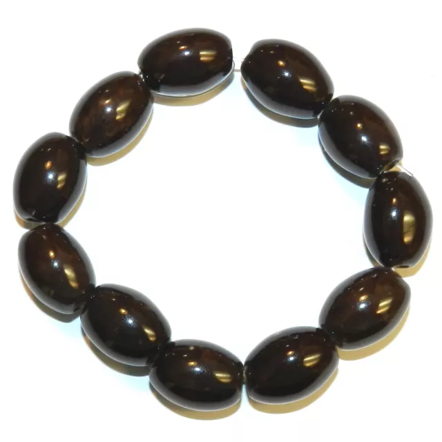 CPC369  Black 20mm Tapered Oval Glazed Porcelain Beads 8"